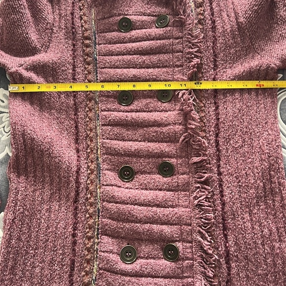 Free People Womens Burgundy Wine Double Breasted Cardigan Sweater Small - Picture 6 of 7